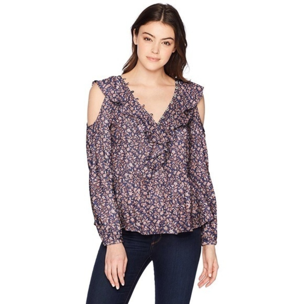 WILLIAM RASTFaye Printed Cold Shoulder Ruffle Top